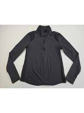 Victoria Sport Womens Black Long Sleeve Pullover Top M 1/4 Zip Mesh Sides Jacket
